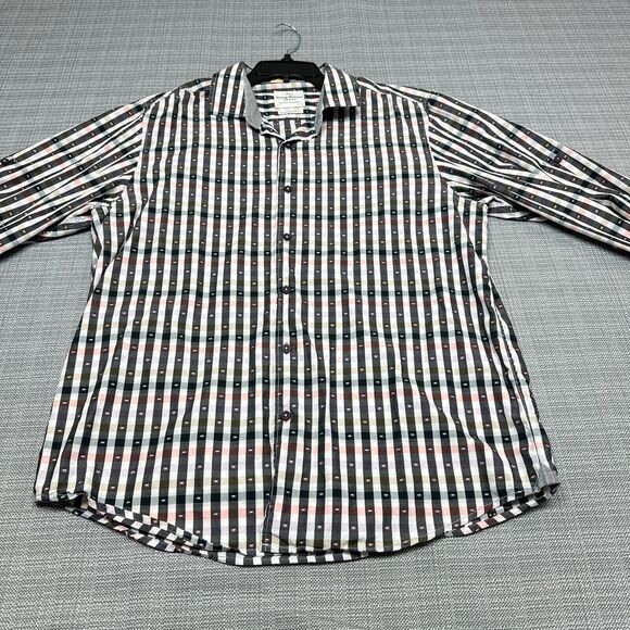 Tommy Bahama Shirt Mens Large Island Crafted Button Up Striped Flip Cuff - Picture 4 of 13